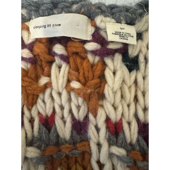 RARE Anthropologie Sleeping on Snow Neo Fair-isle Button Cardigan Sweater Small - Picture 4 of 5